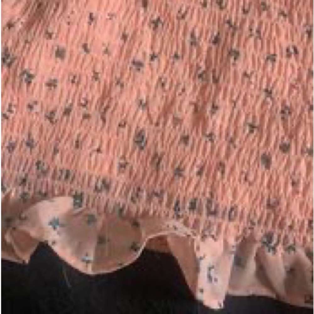 Guess Smocked peachy Floral Mini Dress with ruffled hem
